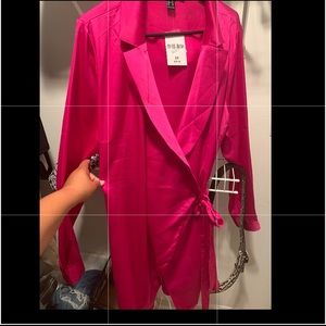 Pink silk wrap dress